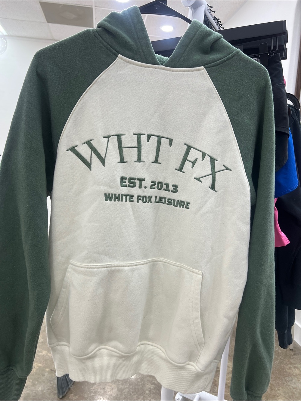 WHT FX Two-Tone Green & Cream Hoodie slightly oversized size Xxs-Xs